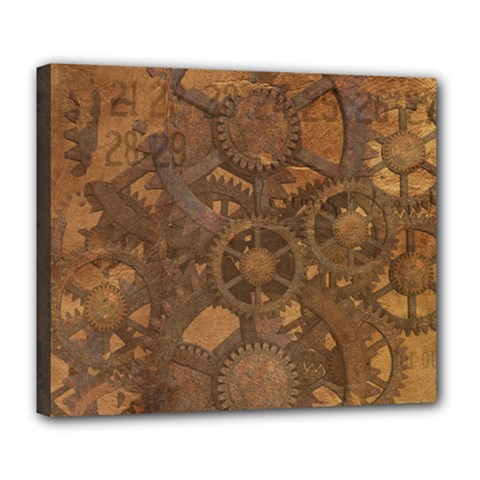 Background Steampunk Gears Grunge Deluxe Canvas 24  X 20   by Nexatart