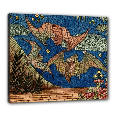Bats Cubism Mosaic Vintage Canvas 24  X 20  by Nexatart