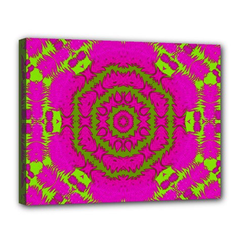 Fern Forest Star Mandala Decorative Canvas 14  X 11  by pepitasart