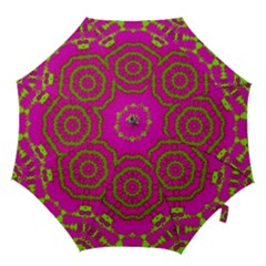 Fern Forest Star Mandala Decorative Hook Handle Umbrellas (medium) by pepitasart