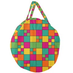 Squares Abstract Background Abstract Giant Round Zipper Tote by Nexatart