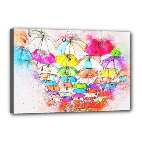 Umbrella Art Abstract Watercolor Canvas 18  X 12  by Nexatart
