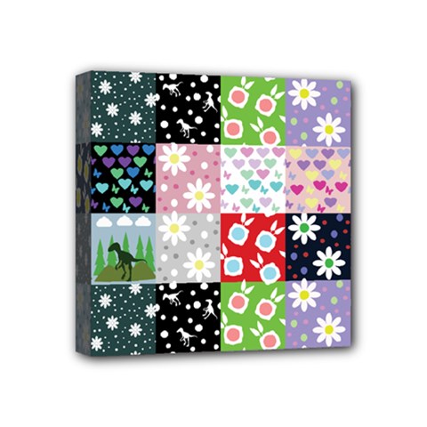 Dino Quilt Mini Canvas 4  X 4  by snowwhitegirl