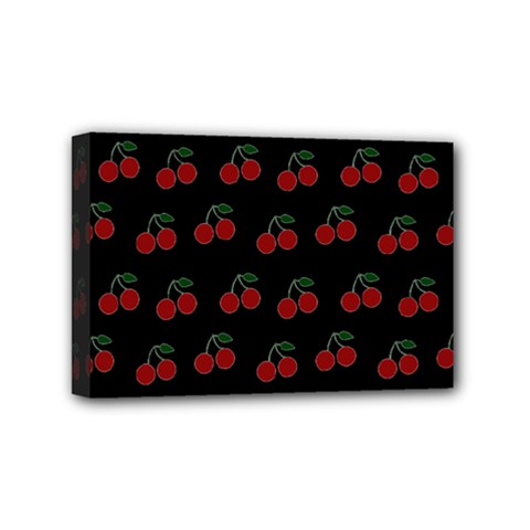Cherries Black Mini Canvas 6  X 4  by snowwhitegirl