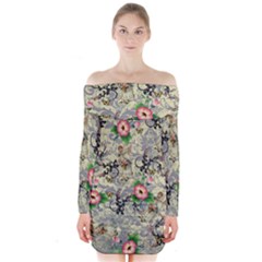 Angel Floral Long Sleeve Off Shoulder Dress by snowwhitegirl