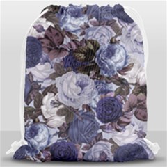 Rose Bushes Blue Drawstring Bag (large) by snowwhitegirl