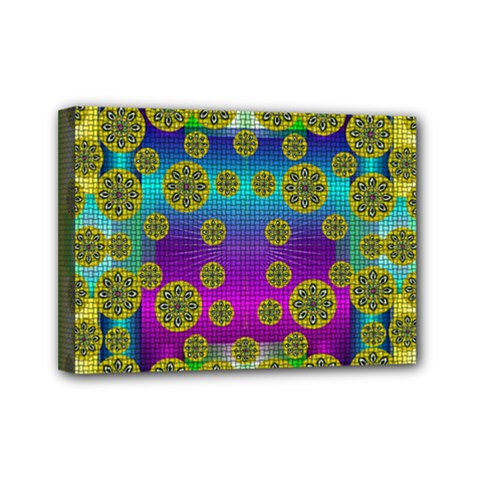 Celtic Mosaic With Wonderful Flowers Mini Canvas 7  X 5  by pepitasart