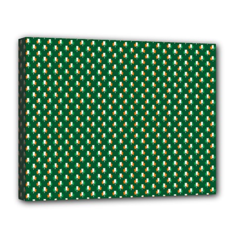 Irish Flag Green White Orange On Green St  Patrick s Day Ireland Canvas 14  X 11  by PodArtist