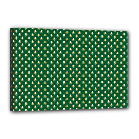 Irish Flag Green White Orange On Green St  Patrick s Day Ireland Canvas 18  X 12  by PodArtist