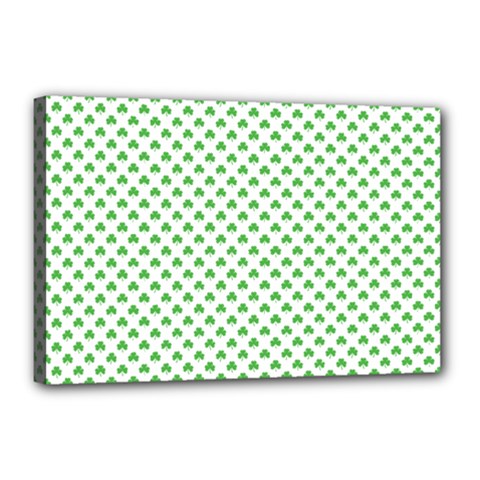 Green Heart-shaped Clover On White St  Patrick s Day Canvas 18  X 12  by PodArtist