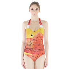 Mountains Halter Swimsuit by snowwhitegirl