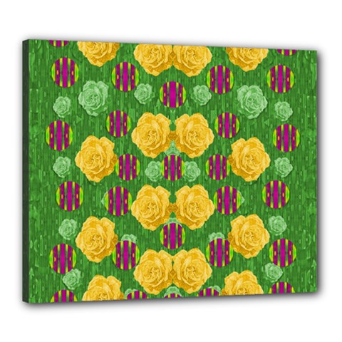 Roses Dancing On  Tulip Fields Forever Canvas 24  X 20  by pepitasart