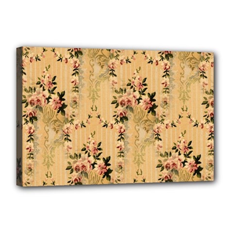 Vintage Floral Pattern Canvas 18  X 12  by paulaoliveiradesign