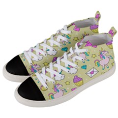 Cute Unicorn Pattern Men s Mid-top Canvas Sneakers by Valentinaart