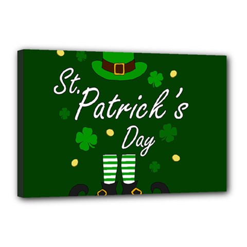 St Patricks Leprechaun Canvas 18  X 12  by Valentinaart