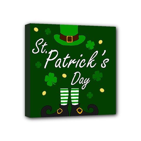 St Patricks Leprechaun Mini Canvas 4  X 4  by Valentinaart