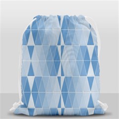 Blue Monochrome Geometric Design Drawstring Bag (small) by Nexatart
