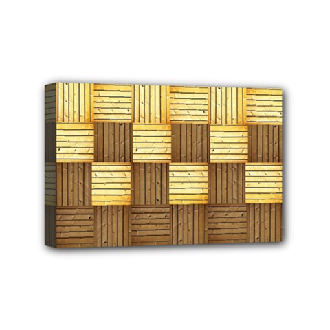 Wood Texture Grain Weave Dark Mini Canvas 6  X 4  by Nexatart