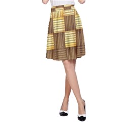 Wood Texture Grain Weave Dark A-line Skirt by Nexatart