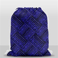 Cobalt Blue Weave Texture Drawstring Bag (small) by Nexatart