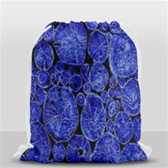 Neon Abstract Cobalt Blue Wood Drawstring Bag (small) by Nexatart