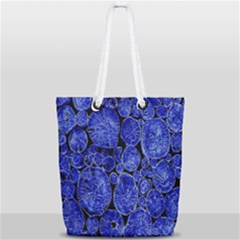 Neon Abstract Cobalt Blue Wood Full Print Rope Handle Tote (small) by Nexatart