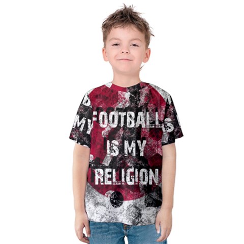 Football Is My Religion Kids  Cotton Tee by Valentinaart