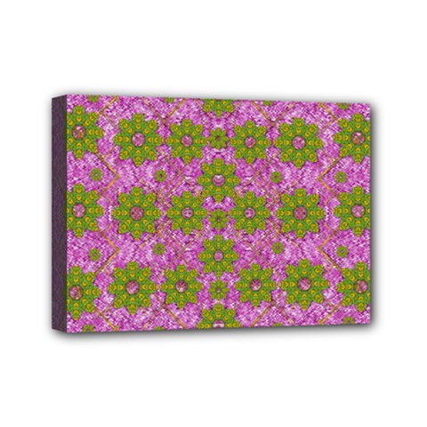 Paradise Flowers In Bohemic Floral Style Mini Canvas 7  X 5  by pepitasart