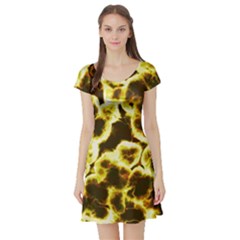 Abstract Pattern Short Sleeve Skater Dress by Sapixe