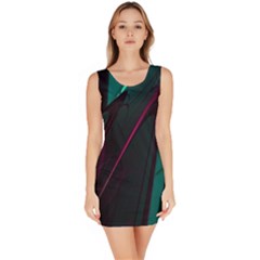 Abstract Green Purple Bodycon Dress by Sapixe