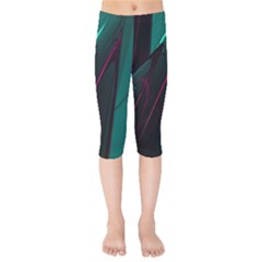 Abstract Green Purple Kids  Capri Leggings  by Sapixe
