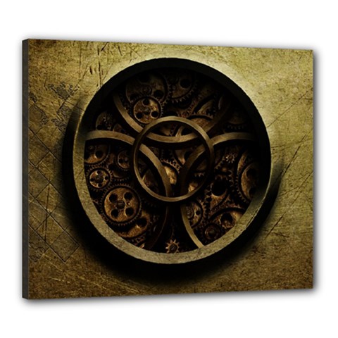 Abstract Steampunk Textures Golden Canvas 24  X 20  by Sapixe