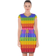 Abstract Pattern Background Capsleeve Drawstring Dress  by Sapixe