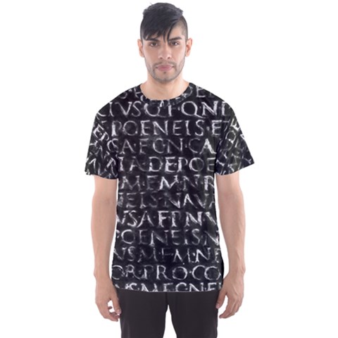 Antique Roman Typographic Pattern Men s Sports Mesh Tee by dflcprints