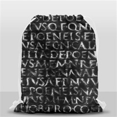Antique Roman Typographic Pattern Drawstring Bag (small) by dflcprints