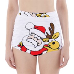 Christmas Santa Claus High-waisted Bikini Bottoms by Sapixe