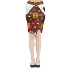 Christmas House Clipart Midi Wrap Pencil Skirt by Sapixe