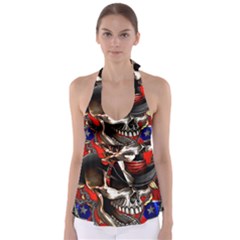 Confederate Flag Usa America United States Csa Civil War Rebel Dixie Military Poster Skull Babydoll Tankini Top by Sapixe