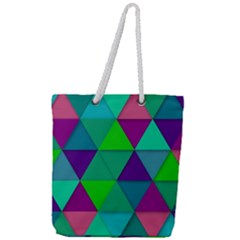 Background Geometric Triangle Full Print Rope Handle Tote (large) by Nexatart