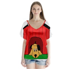 Dog Toy Clip Art Clipart Panda V-neck Flutter Sleeve Top by Sapixe