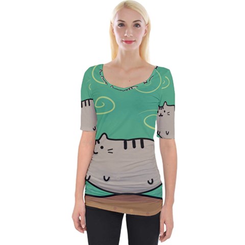 Fat Cat Wide Neckline Tee by Sapixe