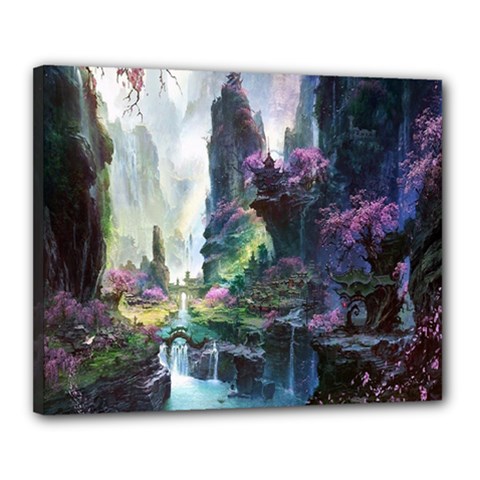 Fantastic World Fantasy Painting Canvas 20  X 16  by Sapixe