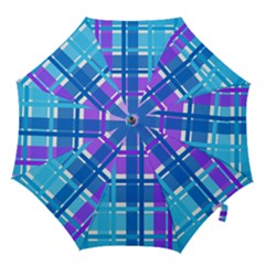 Gingham Pattern Blue Purple Shades Hook Handle Umbrellas (small) by Sapixe
