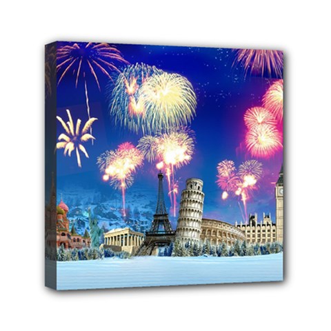 Happy New Year Celebration Of The New Year Landmarks Of The Most Famous Cities Around The World Fire Canvas Travel Bag by Sapixe