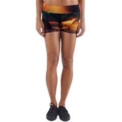 Saturn Rings Fantasy Art Digital Yoga Shorts by Sapixe