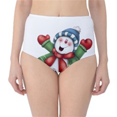Snowman With Scarf High-waist Bikini Bottoms by Sapixe