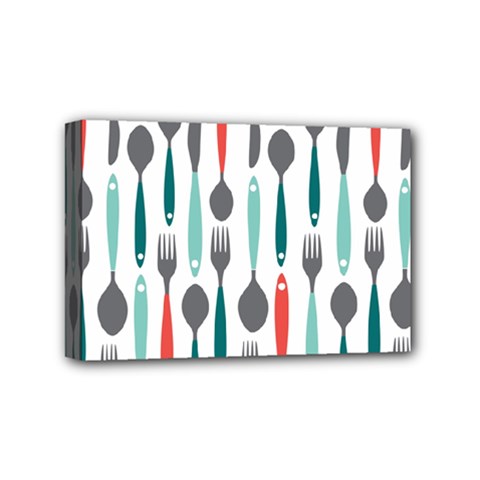 Spoon Fork Knife Pattern Mini Canvas 6  X 4  by Sapixe