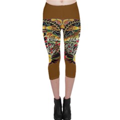 Tattoo Art Print Traditional Artwork Lighthouse Wave Capri Leggings  by Sapixe