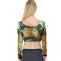 royal marine with stone lions Long Sleeve Crop Top View2