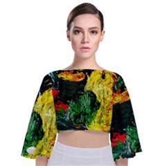 Tigers Lillies Tie Back Butterfly Sleeve Chiffon Top by bestdesignintheworld
